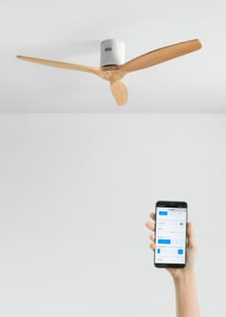 CREATE - Plafondventilator 40W silent 100% hout (Ø132cm) (ruimtes 10m²-25m²) - Wit / Licht hout - Geen licht - WIFI + Afstandsbediening - WIND CALM NATURAL WOOD — thumbnail 1