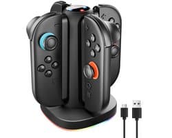 YONO Oplaadstation geschikt voor Nintendo Switch 2 Joy-Con - 4 Controllers - Oplader Dock - Quad Charger - Zwart