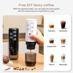 Draagbare Oplaadbare Espressomachine voor Reis en Thuis, 3-in-1 Compatibel met Koffiecapsules, Automatische Koffiemaker — thumbnail 5