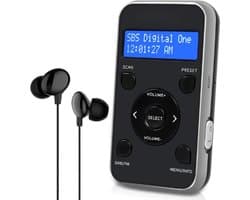 MP3 Speler Digitale Radio - DAB/DAB+ en FM-radio - Draagbare Sportradio - 20 Voorkeurzenders, Klok en Alarm - Zwart Grijs