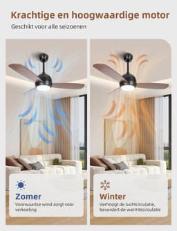 Aigostar 10QH0 - Plafondventilator met verlichting - Ø 106.6 cm - Stille Plafondventilator - Zomer/Winter Functie - 6 Snelheden - Programmable 1-8H - WIND LARGE - 54W — thumbnail 3