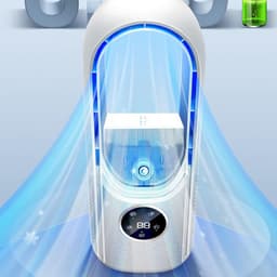 Multifunctionele, bladloze USB-ventilator - 6 snelheden met timer - Koelventilator - Bladloze staande ventilator met LED-display - Geluidsarm - Draagbaar - Voor studentenhuis, kantoorbureau (wit) — thumbnail 2
