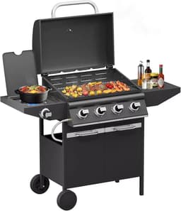 BORVAT® -15kW Gasbarbecue Grillwagen met 4+1 Branders en Zijbrander - Gasgrill BBQ — thumbnail 1