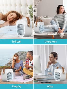 Mini airco-kleine airco-4000mAh oplaadbare persoonlijke luchtkoeler-Mini-airconditioner met 3 snelheden - mini aircooler met water-Stille desktopkoelventilator voor thuis, slaapkamer, reizen, kantoor, buiten en binnen — thumbnail 4