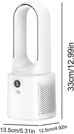Bladeless draagbare ventilator, USB-stille oplaadbare kleine ventilator, energiezuinige, verstelbare timer, met nachtlampje 6-traps demptafel, slaapkamer bladloos, oscillerende towe — thumbnail 5