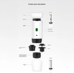 Draagbaar Koffiezetapparaat voor Onderweg - Draadloos voor in de Auto - 12 Volt - Espresso - Capsule Koffie - Oploskoffie - Cups - Oplaadbaar - black — thumbnail 3