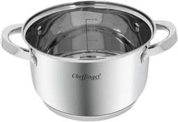 Cheffinger, Roestvrijstalen Kookpan met Glazen Deksel 18cm 2.9L Inductie Compatibel, Zilver — thumbnail 3