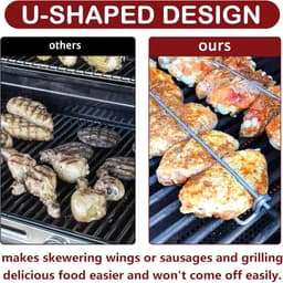 4 stuks kippenvleugel-BBQ-vorken, vleugelrails voor het grillen van kippenvleugels, kippenvleugel-BBQ-vorken, kippenvleugelrails voor grillen, herbruikbare roestvrijstalen BBQ-grillvork voor picknicks en kamperen in de buitenlucht. — thumbnail 3