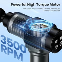 Massagepistool, Deep Tissue Massagepistool, Percussieve Spiermassagepistool voor Atleten, Draagbare Elektrische Rugmassager met 30 Snelheidsniveaus en 9 Massagekoppen (Zwart) — thumbnail 4