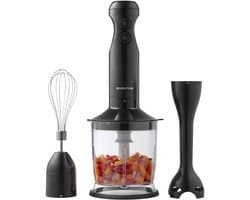 Inventum MX350B Staafmixer set - RVS mes - 2 snelheden - Afneembare voet - Garde en hakmolen - 350 watt - Zwart