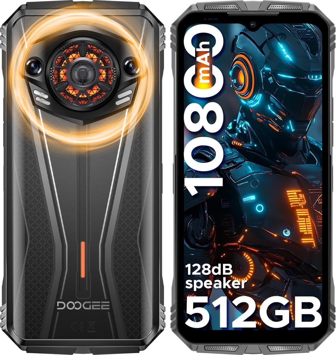 DOOGEE S Punk Pro - Outdoor Smartphone - 20GB RAM +512GB ROM / 2 TB TF- 10800 mAh & 33W - 128dB Lautsprecher- 6.6'' FHD+ 90Hz -LED Lichteffekt -Face ID - Vingerafdruk - Handschoenmodus - NFC- GPS-Zilver — afbeelding 1