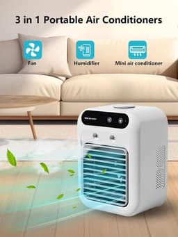 mobiele airco-Mobiele airco zonder afvoer-mobiele airco voor slaapkamer-mobiele airco met waterbak -25W Mini draagbare airconditioner - 2 koele luchtstralen - 2 snelheden persoonlijke koelventilator - voor slaapkamer, kantoor, buiten — thumbnail 3