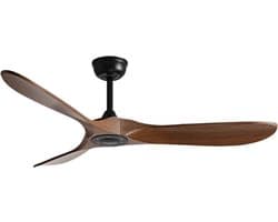 Bovista Plafondventilator - Met Verlichting - Plafond Ventilator - Met Lamp - Plafonniere Met Ventilator - Donker Hout - 90cm
