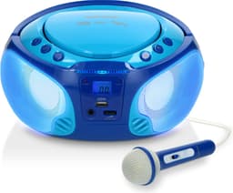 Lenco SCD-650BU - Draagbare cd speler en kinderradio met karaokemicrofoon, USB, FM-radio en disco lichteffecten - Blauw — thumbnail 1