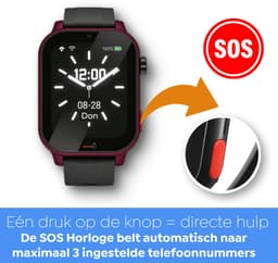 Weewise WS81 - GPS-horloge voor senioren - Valdetectie - SOS knop - GPS Tracker - GPS Horloge Ouderen - Alarm Horloge - SOS Horloge - Valdetectie - Alzheimer - Dementie - Alarmknop - Videobellen - Inclusief Simkaart & App- Rood — thumbnail 2