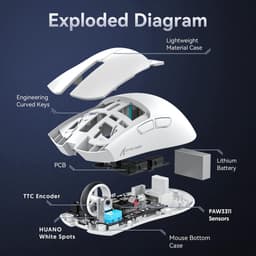 ATTACK SHARK X11 - RGB Gaming Muis - Magnetisch Oplaaddock - PAW 3311 Sensor - 59g Lichtgewicht - Bedraad + 2.4G + BT - 22.000 DPI - Wit — thumbnail 5
