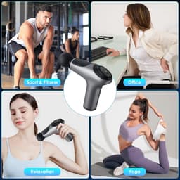 Spiermassagepistool, spiermassagepistool, 3200 tpm geluidsarm massagepistool, impactmassager, uitgerust met 6 snelheidsregeling, 4 massagekoppen, voor het verlichten van spierpijn — thumbnail 4