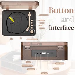 Retro CD Speler - Bluetooth Speaker - Meerdere afspeelmodi - Met Draadloze Verbinding & Afstandsbediening - Bruin - AUX & FM Radio - Voor Huis & Slaapkamer — thumbnail 3