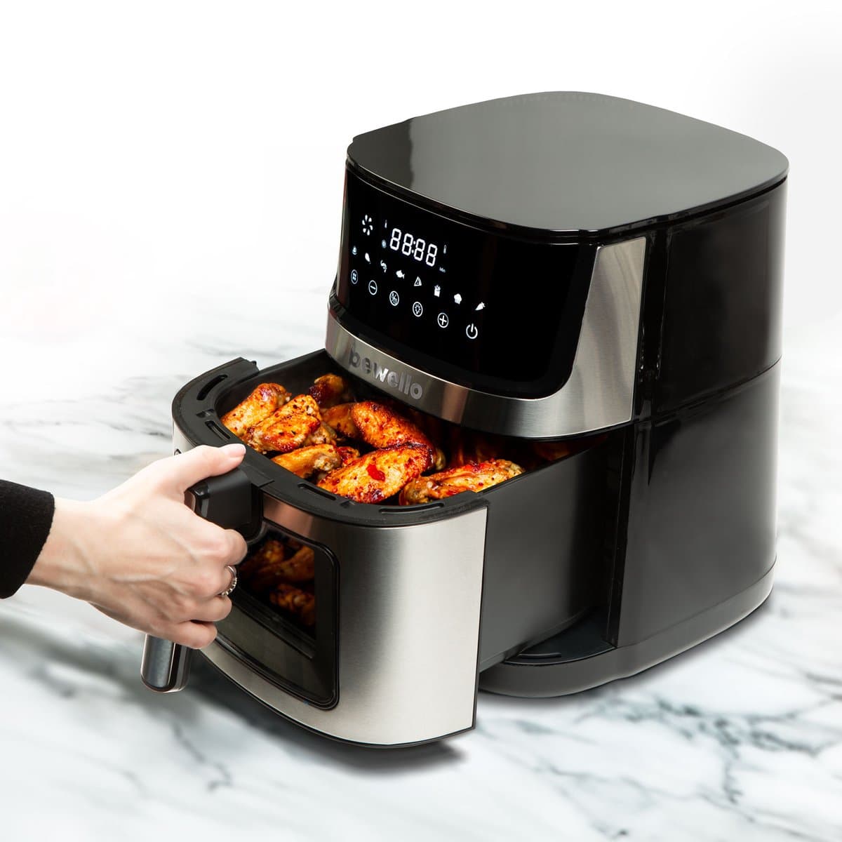 Airfryer XXL – 7,5 Liter – Bodem En Boven Verwarming – 2000 Watt – Olievrij Frituren – Kijkvenster – Timerfunctie – Non Stick Bakmand – Zwart – 230V – 1 Stuk [BW1002C] — afbeelding 1