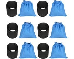 Filterset voor nat- en droogstofzuiger - geschikt voor Kärcher WD 2, WD 3, WD 4 - met 6 textielfilterzak en 6 nat/schuimfilter - 12 stuks