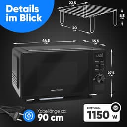 Magnetron met Grill 20L - Draaipleateloze Magnetron met Timer en Ontdooifunctie — thumbnail 5