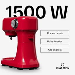 Klarstein Keukenmachine Bella Evo 1500W keukenrobot – 5L roestvrijstalen kom, 12 snelheden, planetaire mixfunctie, pulsefunctie, deeghaak, klopper & garde, keukenrobot voor bakken, rood - voor Keuken - Knetmaschine - Rührmaschine — thumbnail 4