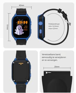 DrPhone KidsTimeX14 – 4G Kinder Smartwatch met GPS - WhatsApp – Videobellen – Bluetooth – Hotspot – SOS – Nederlandse Mobiele App - Camera & 1.83” HD Touchscreen – Simkaart Slot - IP67 Waterdicht - Roze/Zwart — thumbnail 2