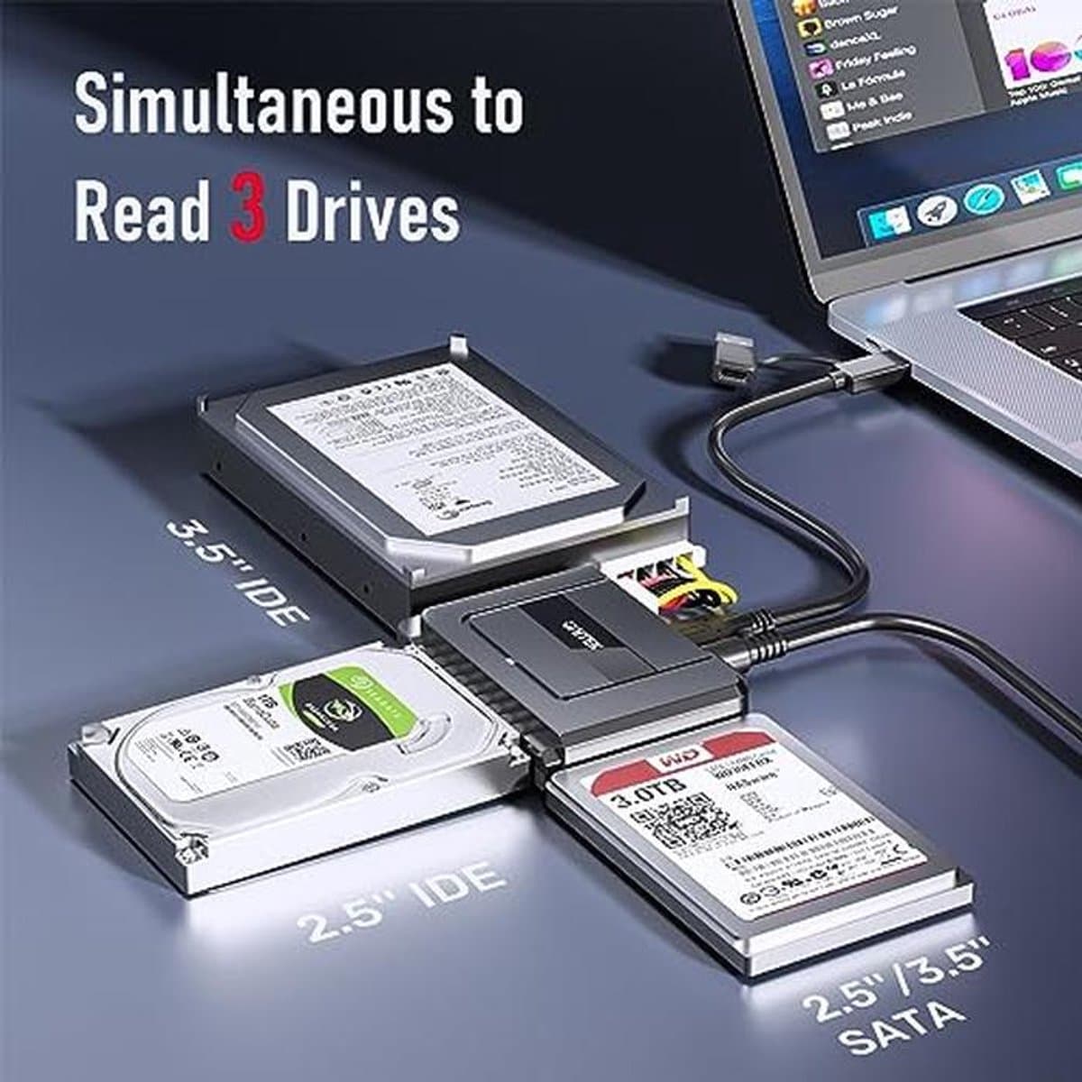 SATA naar USB harde schijf adapter - Externe lezer voor 2,5/3,5 inch HDD/SSD met USB C datakabel — afbeelding 1