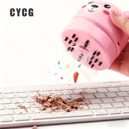 Bureaustofzuiger, USB-toetsenbordreiniger, draagbare potloodgum, gumrestenreiniger, sigarettenasreiniger, mini handstofzuiger - werkt op batterijen - gevoed door 2 AA-batterijen (batterijen en kabel niet inbegrepen) (wit) — thumbnail 2