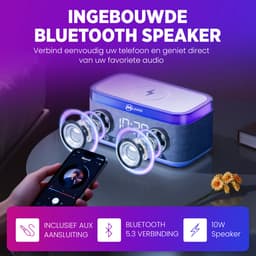 Muring Digitale Wekkerradio – Digitale Klok Slaapkamer – 15 W Draadloos opladen - Speaker met bluetooth - 13 Lichtstanden - Lichtwekker – Wekker voor kinderen & volwassenen – Netstroom – Alarmklok – Wit — thumbnail 3