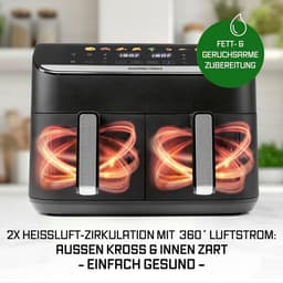 Airfryer met Dubbele Kamer 9L - 8 Programma's en Multi-Color Touchscreen — thumbnail 2