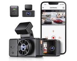 VANTRUE E3 3 Lens Dashcam 5GHz WiFi with Voice Control, 1944P + Dual 1080P Front Rear Car Camera with GPS, IR Night Vision, 24 Hours Parking Monitoring Car Camera Truck Car, Max 512G