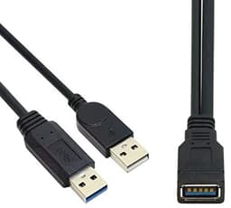 USB 3.0 Vrouwelijk naar Dubbele USB Mannelijke Y-Kabel voor Extra Stroom en Data — thumbnail 1