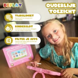DEPLAY Kindertablet SMART 5 – Android 15 - 64GB Opslag - 4GB RAM – Kidsproof Tablet – Ouder controle – Vanaf 2+ Jaar – 8 Inch – Met Pen, Beschermhoes, Keycord & Blauwlicht Screenprotector – 5000 mAh Batterij – Blauw — thumbnail 4