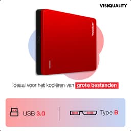 VisiQuality High-Speed Externe Harde Schijf 1 TB - Draagbare Harde Schijf USB 3.0 - Voor Windows & Mac - Geschikt voor Gameconsoles - Compact - Met handleiding - Rood — thumbnail 5