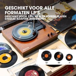 Retro Platenspeler met Bluetooth en Speakers - Fenton RP165 - Incl. Naald - Bruin Hout — thumbnail 5