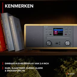 Internetradio - Audizio Avola alles-in-één radio met Bluetooth - DAB+/FM - CD speler - Bamboe — thumbnail 2