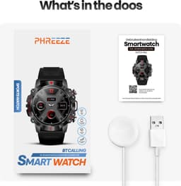 Phreeze Smartwatch Rond - Smartwatch Dames & Heren - Groot Scherm - Met Belfunctie - Hartslagmeter - Stappenteller - Geschikt voor iOS & Android - Zwart — thumbnail 2