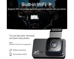 Dashcam Auto 1296P dashcamera, voor full HD dashcamera, auto, met 32G SD-kaart, 3,0 inch IPS-scherm, dual camera met wifi, GPS, 480p achter, loopopname, 140° groothoek, app-bediening, achteruitrijhulp,