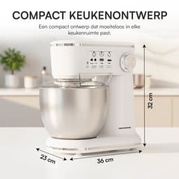 Heinner Keukenmachine Mixer – 5 L Kom – 1000 W – 12 Snelheden met Pulsfunctie – Keukenrobot inclusief RVS Garde, Menghaak en Deeghaak – Wit — thumbnail 3