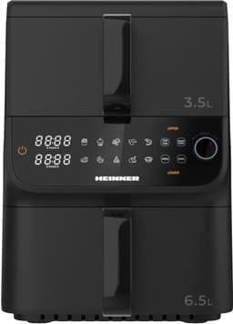 Heinner Dubbele Airfryer 10 L – Heteluchtfriteuse 2 Manden – 10 Programma’s – Smart & Dual Cooking – 2500 W – Digitale Bediening – Zwart — thumbnail 2