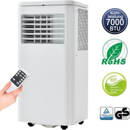 Mobiele airconditioner 7000 BTU/h, 2KW. Luchtontvochtiger, met afzuigfunctie, afstandsbediening/APP-bediening/3 bedrijfsmodi/voor ruimtes tot 80 m³, 24-uurs timer. Energie-efficiëntieklasse A — thumbnail 1