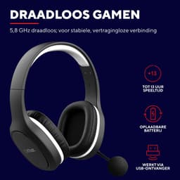 Trust GXT 391 Thian - Draadloze Gaming Headset - Geschikt voor Playstation - PS4 PS5 Zwart — thumbnail 2