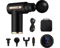 Massage Pistool Body Muscle Massager Professionell Djupvävnadsmassagepistol Smärtlindring 4 Tillbehör 6 Hastigheter - Zwart