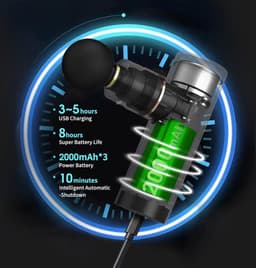Massage Pistool 3200 rpm 047 kg met AI-niveaus 4 siliconen opzetstukken stil spierpistool met tas spierontspanning sterke accu USB-C — thumbnail 3