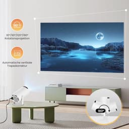 Mini-beamer 4K 180 graden draaibaar - draagbare projector - kleine videoprojector - mobiele telefoon - automatische keystone correctie - thuisbioscoop - compact Mini Beamer — thumbnail 4