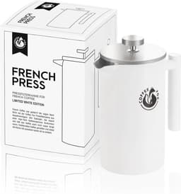 French press koffiepot gemaakt van dubbelwandig roestvrij staal - Zwarte persfilterkan - Franse koffiepers - 350 ml — thumbnail 5