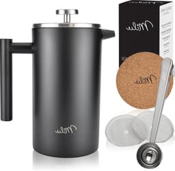 Milu Koffiepers 350ml 600ml 1L Roestvrij Staal Handmatige Koffiemachine - Zwart 600ml (3 Kopjes) — thumbnail 1