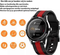 Darenci Smartwatch Majestic – Unisex Smartwatch met Touchscreen – Activity Tracker met Stappenteller, Bloeddrukmeter, Zuurstofmeter & Calorieënteller – Siliconen Band – Rood-Groen/Goud — thumbnail 4