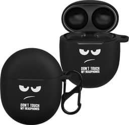 kwmobile Hoes geschikt voor Google Pixel Buds Pro 2 / Pixel Buds Pro - Siliconen cover voor oordopjes in wit / zwart / zwart - Don't Touch My Headphones design — thumbnail 2